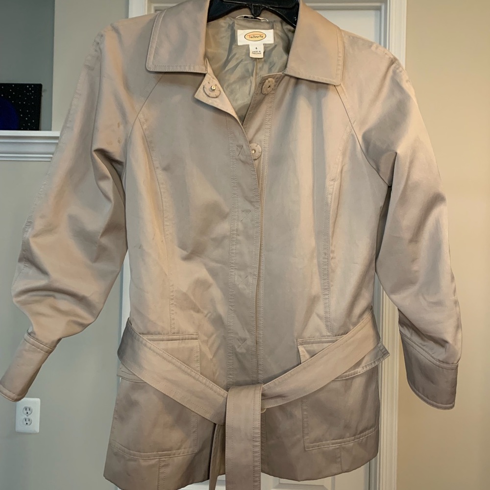 Taupe Mid-Length Trench Coat